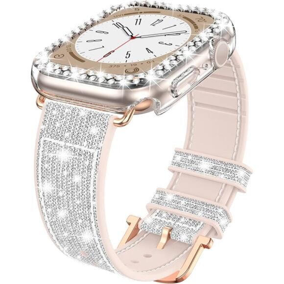 Bling Silicone Band Case for Apple Watch 45mm 44mm 41mm 40mm 38mm - Picture 1 of 8